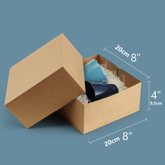 Cross-border explosions in stock gift box party kraft paper gift packaging with hemp rope tag white card square box wholesale