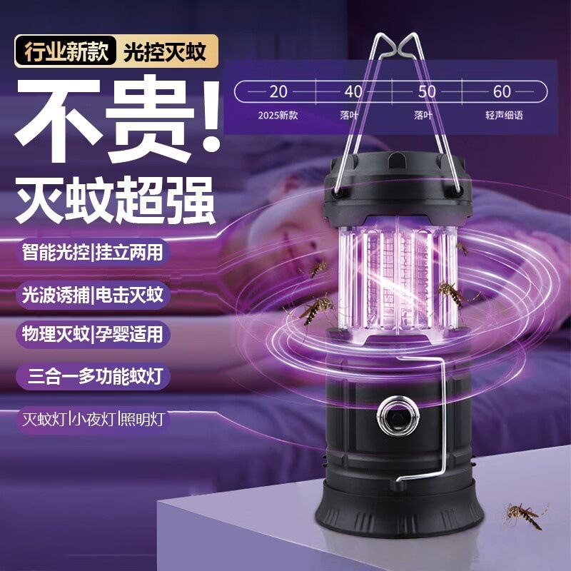 Intelligent Light-Controlled Mosquito Killer Lamp for Pregnant Women at Home, Powerful Electric Shock Mosquito Killer, Bedroom Silent Dormitory Physical Mosquito Killer Artifact