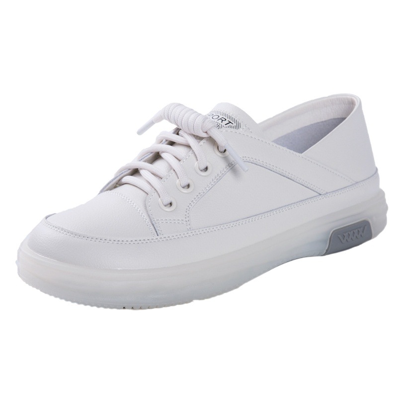 Tiktok Live Streaming Popular Genuine Leather White Sneakers for Women 2026 Spring/Summer Rubber Sole Soft Sole Soft Surface Breathable Two-Way Wear Sneakers