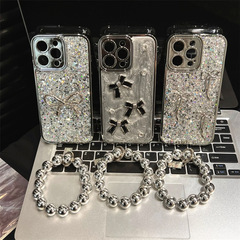 高級立體水鑽蝴蝶結手鍊適用iphone15promax手機殼13蘋果14新款12