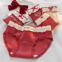 2025新款红色本命年女士内裤升级加长裆10A抗菌裆纯棉三角裤头