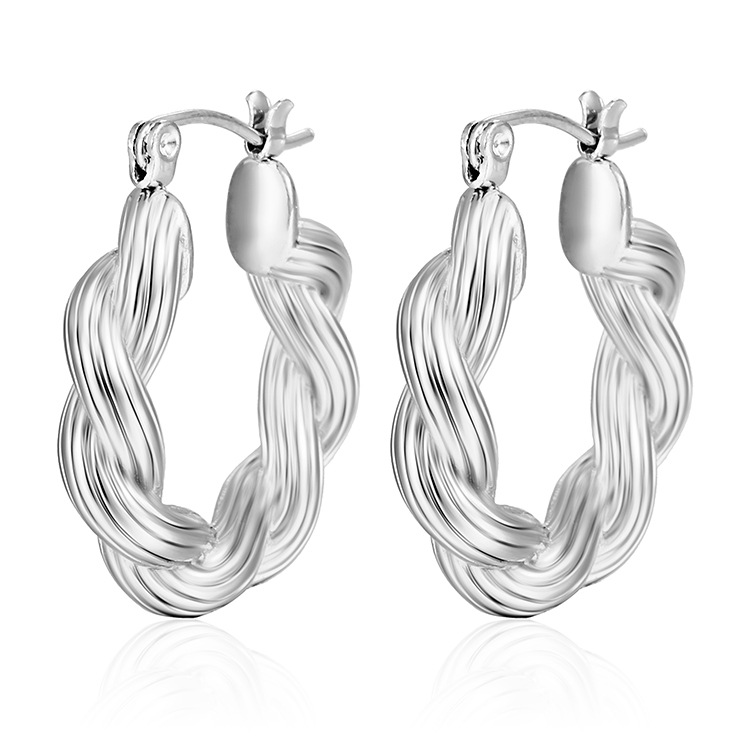 Twist twisted line pendientes europeos y americanos simples pendientes de lujo de luz ins wind net rojo mismo estilo de fundición pendientes de oro de 18k en stock