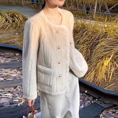 Women's Loose Fleece-lined and Thickened Short Winter Coat with Fake Mink Fur, 2025 Autumn/Winter New Slimming Sheath Top