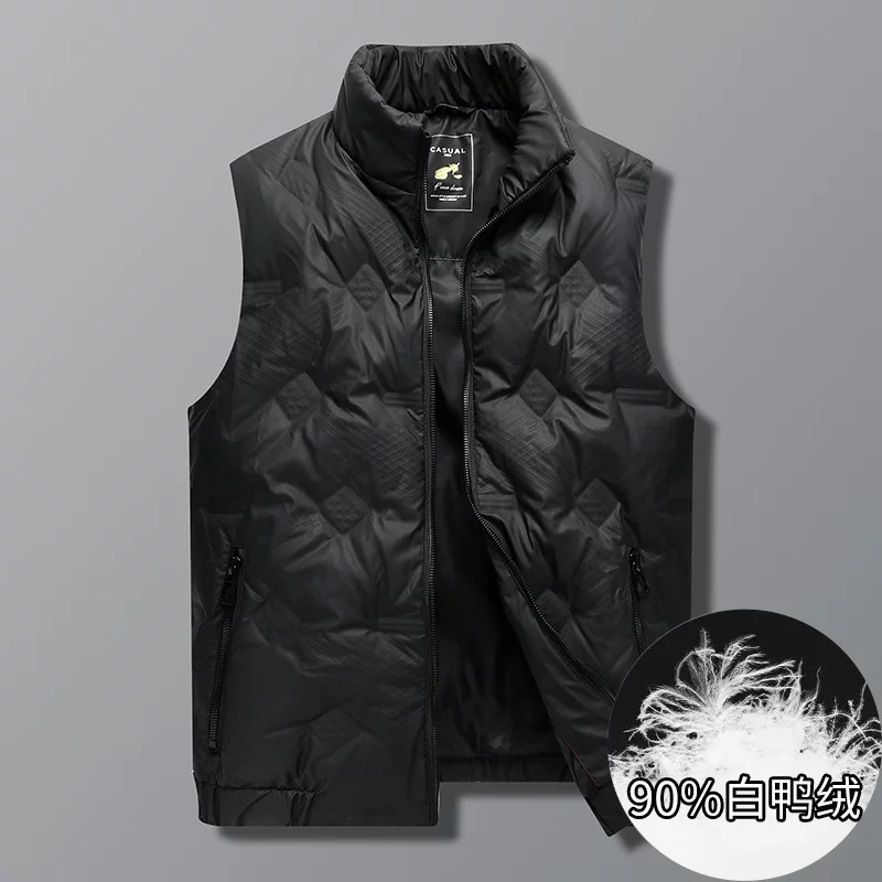 Demi-season velvet keep warm vest with down, 2023, plus size, duck down
