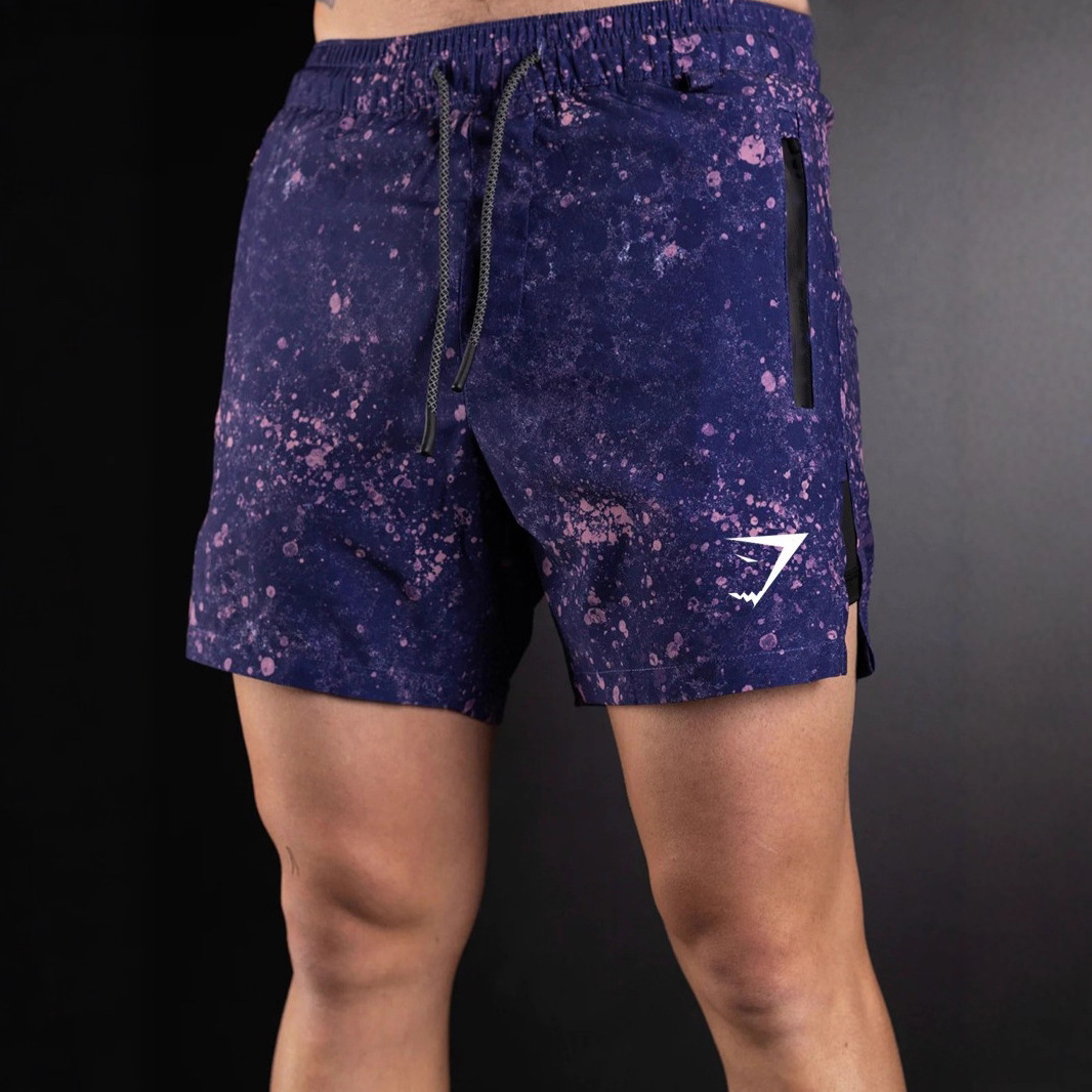 Pantalones cortos de hombre 2 - en - 1 pantalones cortos de doble capa entrenamiento muscular fitness casual pantalones cortos de impresión sueltos