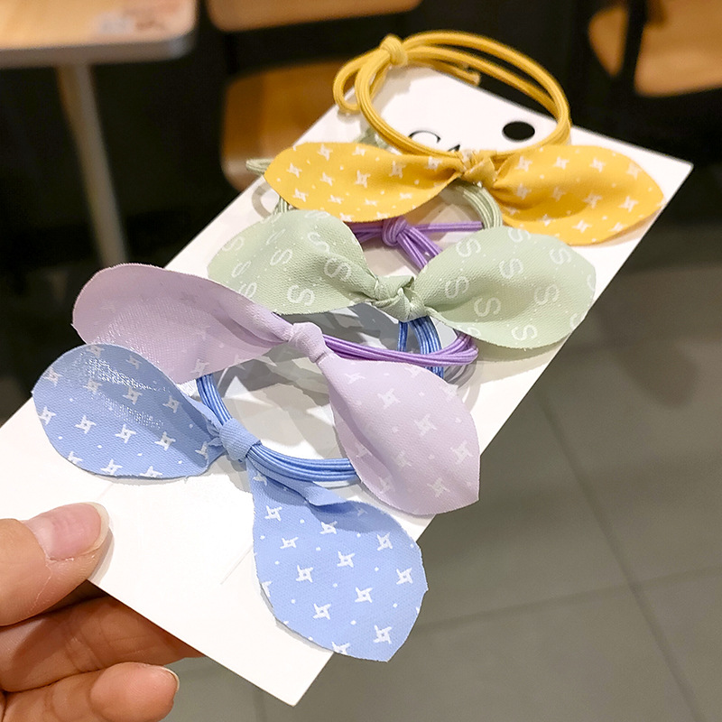 新款韓國發飾網紅ins簡約蝴蝶結愛心發圈橡皮筋頭繩