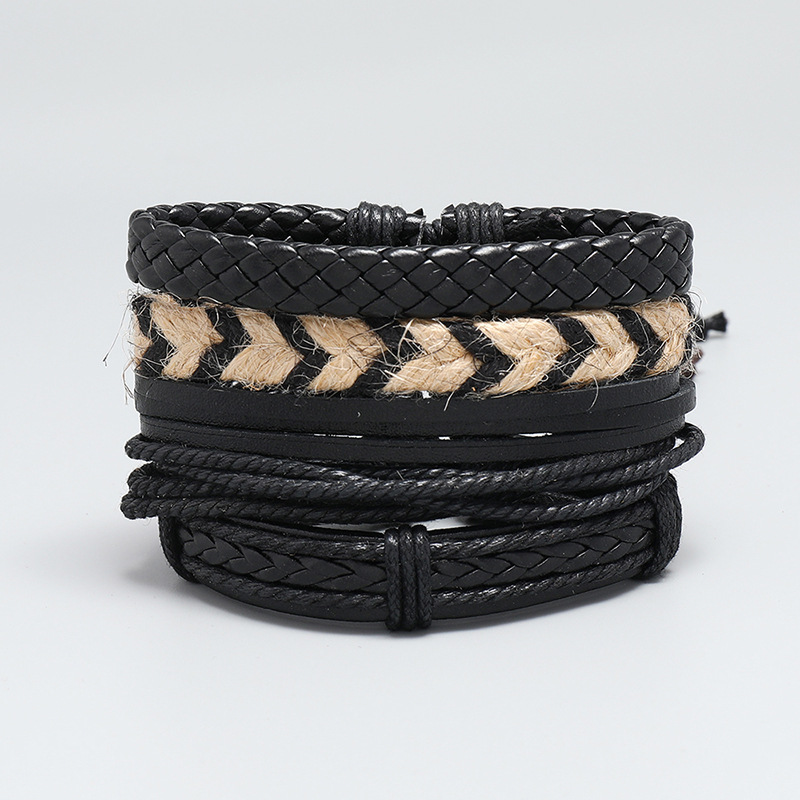 Fashion Jewelry Simple Personality Woven Retro Leather Bracelet Diy4 Combination Set display picture 1