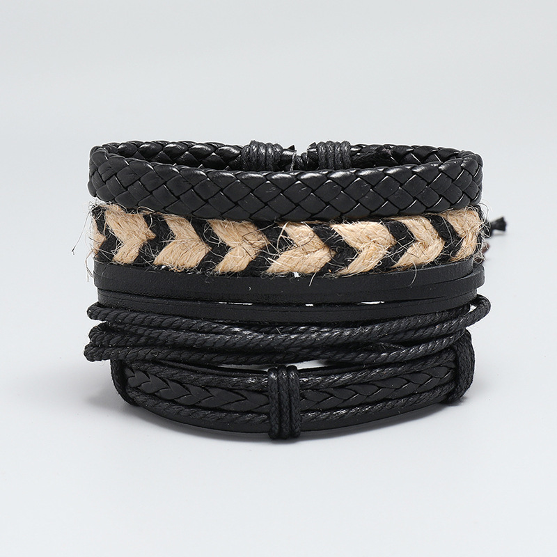 fashion jewelry simple personality woven retro leather bracelet diy4 combination set