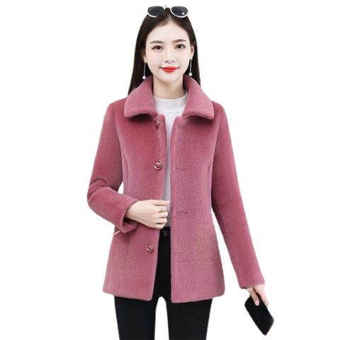 2022 Winter New Thickened Lamb Wool Coat Women's Large Size Korean-style Slimming Fur One-piece Particles Velvet Coat_voghion.com