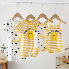 新生嬰兒連體衣服夏季男女童哈衣洋氣爬爬服夏天寶寶薄款短袖夏裝