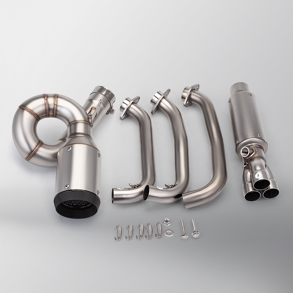 Motorcycle locomotive exhaust pipe spring breeze 675SR stainless steel swing front end muffler non-destructive installation