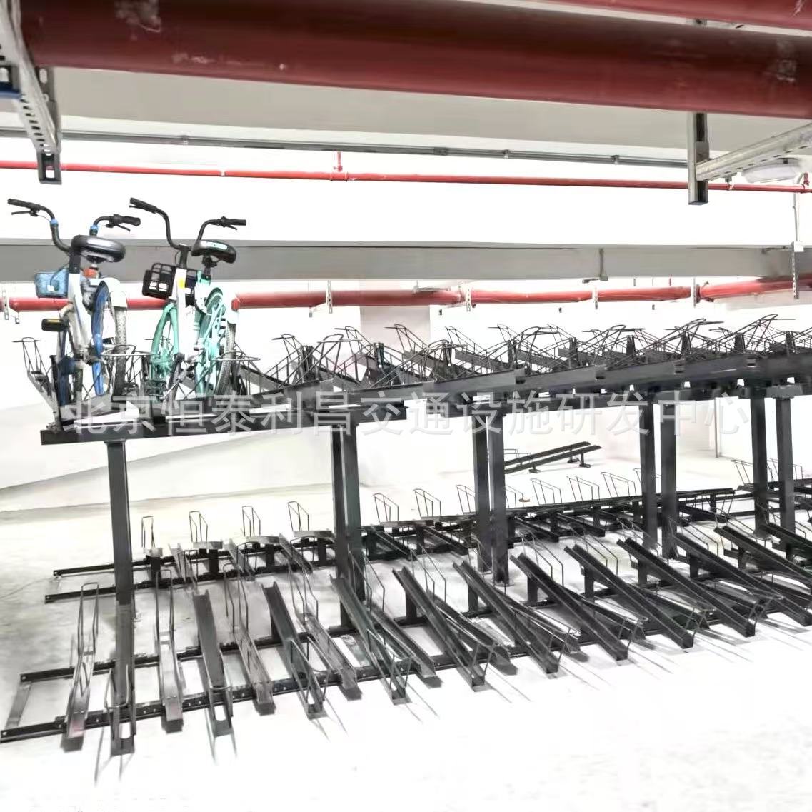 北京恒泰碳钢双层立体非机动车停车架 校园自行车停车设备