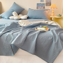 床单单件a类色简约水洗棉老粗布2.0m双单人宿舍被单1.5米三件套
