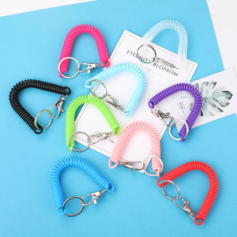 Outdoor Spring Rope Keychain, Colorful Telephone Wire Keychain, Fishing Anti-Loss Rope, Anti-Lost Mobile Phone Rope for the Elderly, Wholesale
