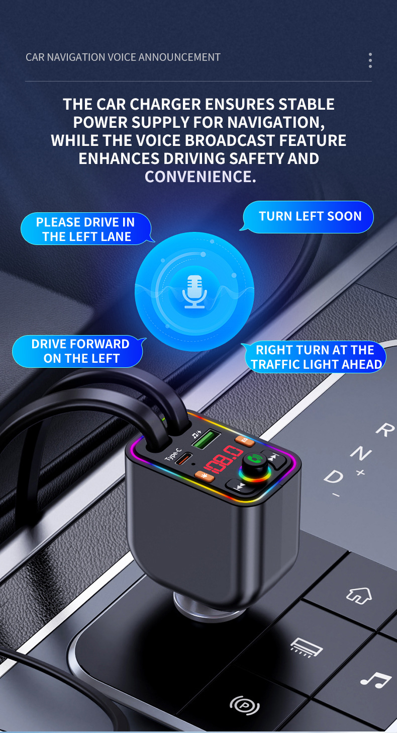Ebay Cross-Border Factory Supply Car Bluetooth Receiver Supports Lossless Music Playback Car Mobile Phone Fast Charging
