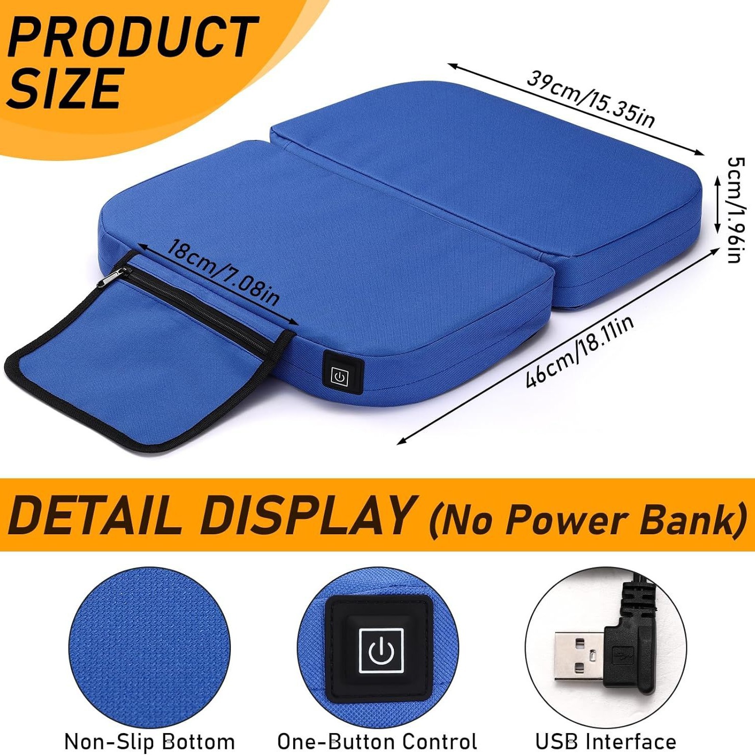 Portátil climatizada cojín de asiento plegable con 3 niveles de calefacción al aire libre camping Estadio impermeable cojín asiento