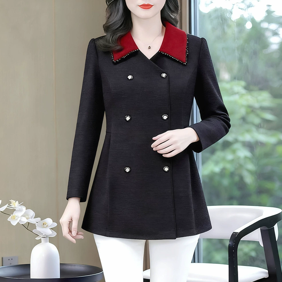 High-end fashionable set, shirt for mother, fitted, plus size