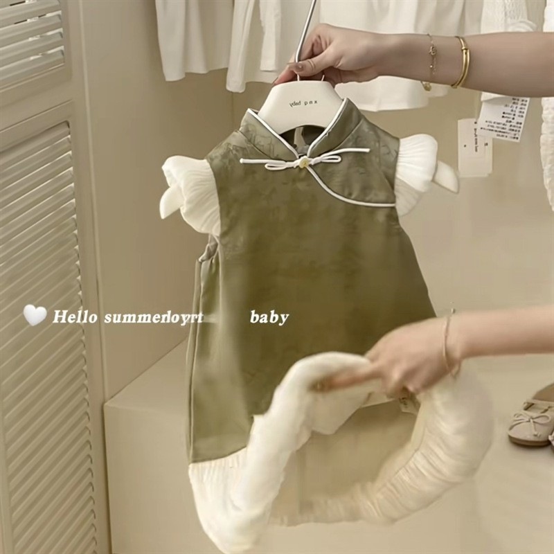 Vestido de niña verano nuevo estilo niña retro cuello alto estilo nacional Hanfu cheongsam niños nueva moda de ropa infantil china