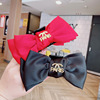 Black double-sided hair accessory for princess, crab pin with bow, advanced shark, South Korea, high-quality style