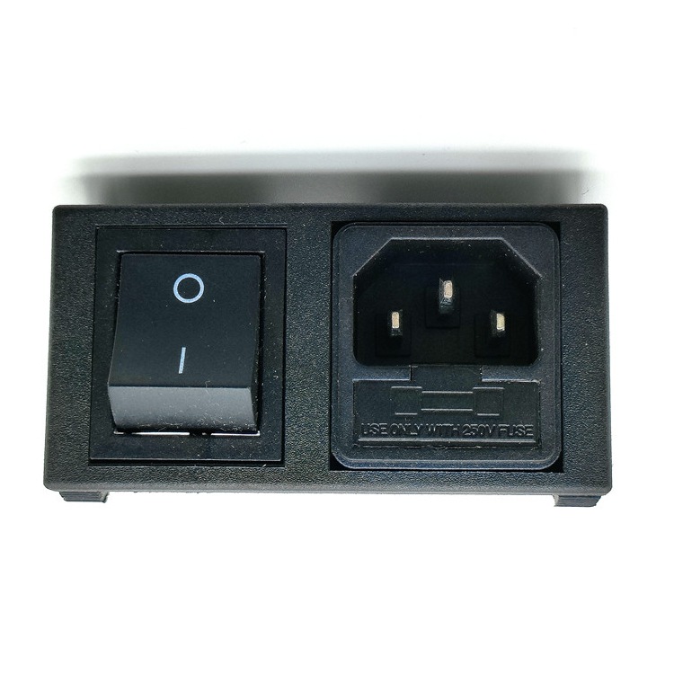 AC电源插座带开关横向品字插座二合一卡式品字带黑色开关2合1
