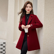 2025秋冬新款双面呢羊毛大衣女中长款西装修身羊毛呢外套ZQ25282