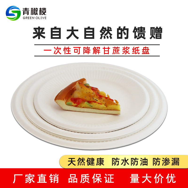 Disposable Biodegradable Sugarcane Pulp Cake Plates Birthday Party Picnic Round Plates Outdoor Dessert Barbecue Plates Wholesale