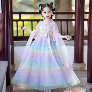 Girls Han Dynasty Summer 2025 New Style Ancient Style Super Fairy Tang Suit Girl Chinese Style Ru Skirt Summer Dress Kidsren's Dress