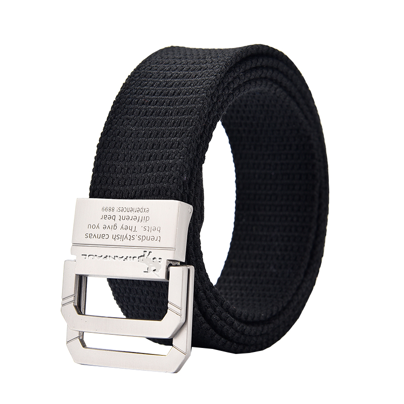 双环扣帆布腰带男士休闲皮带男潮韩版百搭学生牛仔裤带英伦风