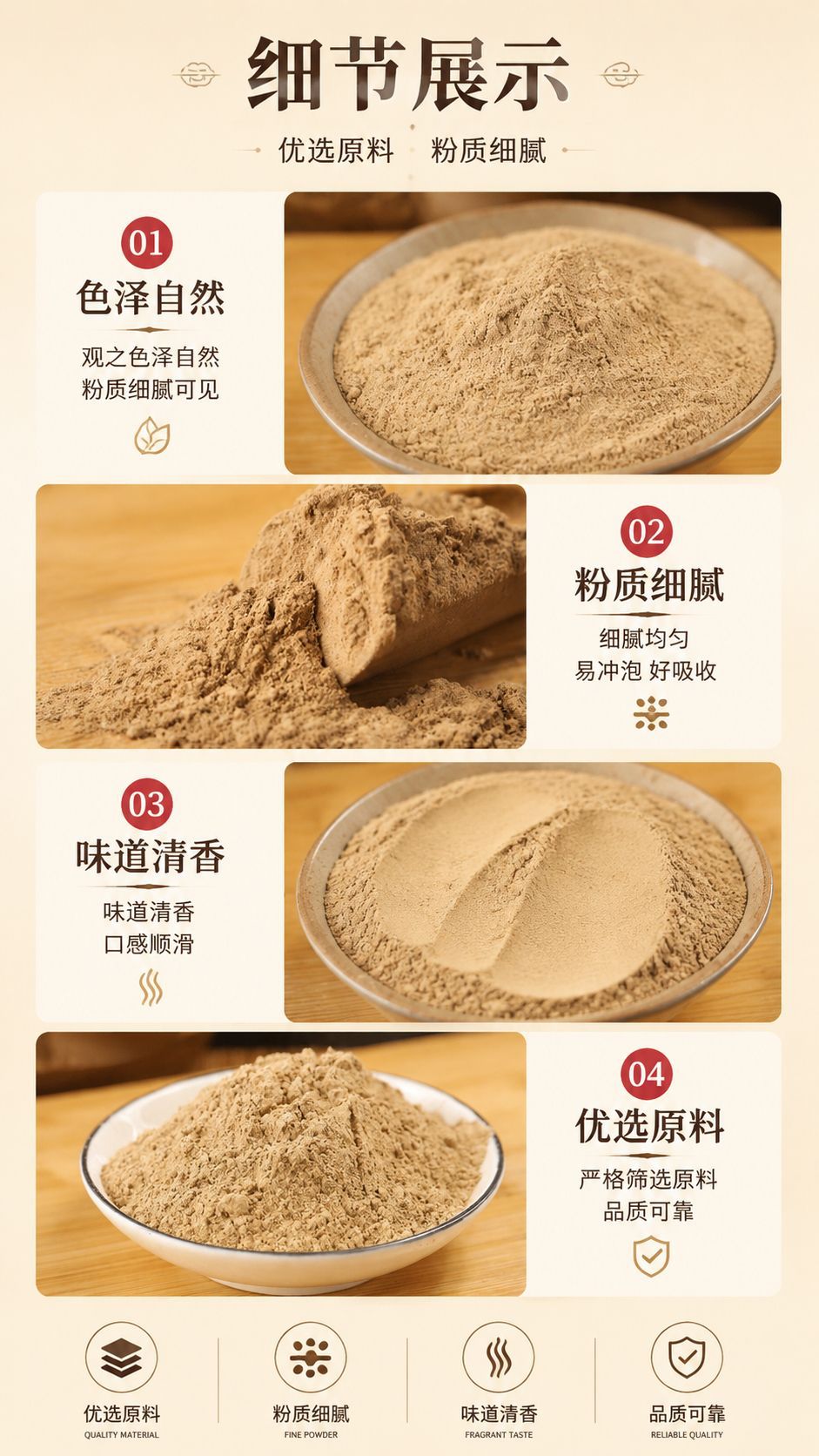 Chuan Duan Powder (Dipsacus asper) — Freshly Ground Ultra-Fine Xu Duan Root Powder, 500g overview