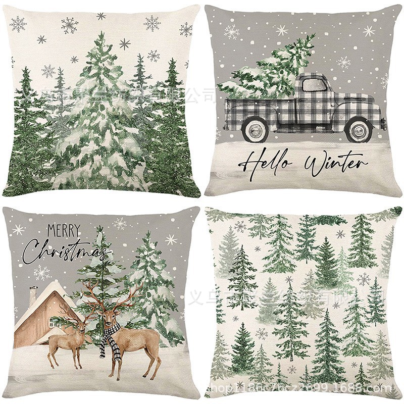 Navidad encontrada explosión abrazo funda de almohada festivales conejo alce decoración sofá atmósfera sensación de lino funda de cojín al por mayor image 59