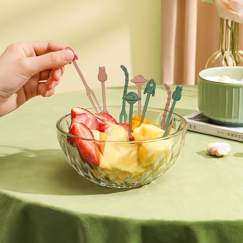 Transparent fruit fork disposable fruit sign cute dessert small fork home creative cake fork wholesale