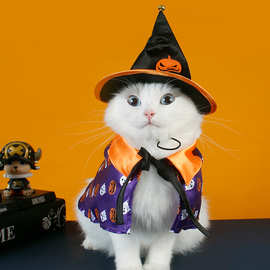 吉仔宠物万圣节用品装扮猫咪黑色泰迪南瓜魔法巫师帽子斗篷套装摆