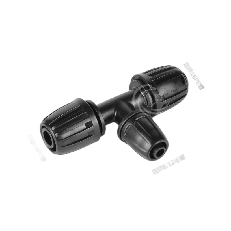 16PE tubo giratorio 8 / 12 capillar bloqueo reducción de diámetro grifo de conexión rápida horticultura micro spray accesorios de riego por goteo