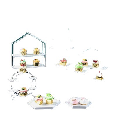 Estilo europeo blanco decoración de la mesa de postre soporte de exhibición de la torta de la boda estante merienda té de la tarde postre bandeja de pastelería