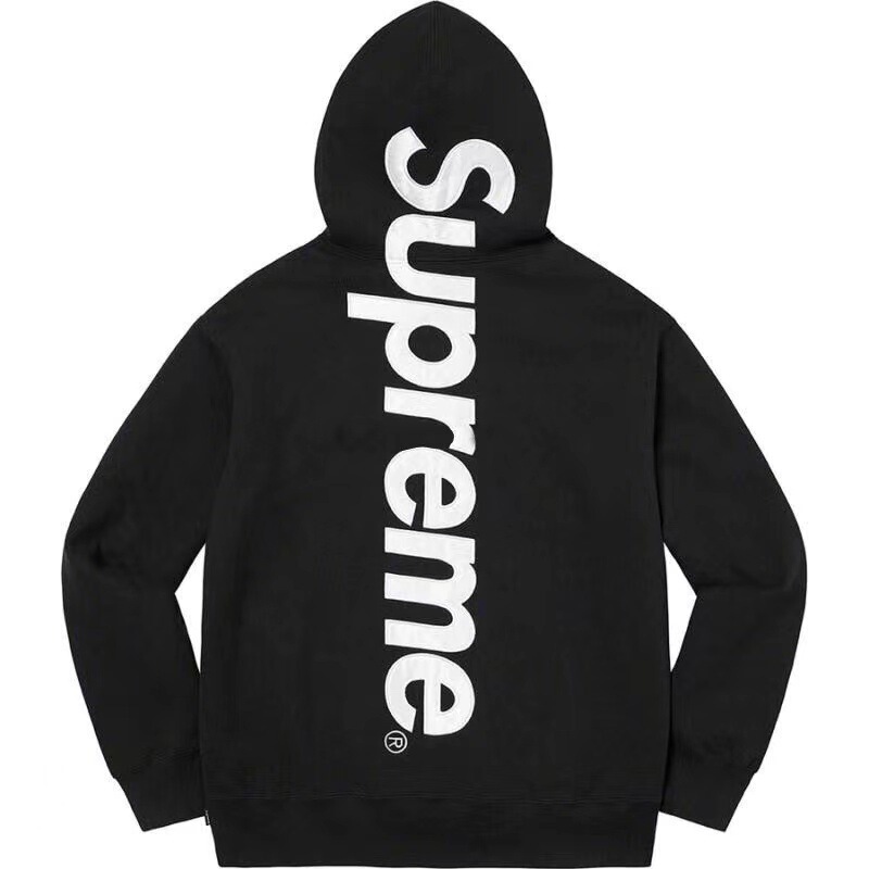 欧美潮品 Satin Appliqué Hooded Sweatshirt 连帽长袖加绒卫衣|undefined