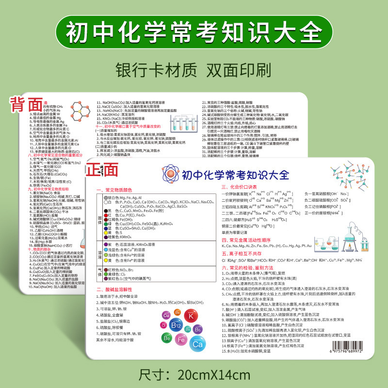 中学校化学周期表方程式、数理化学のよくある知識ポイント、公式カード、売れ筋テストポイント|undefined