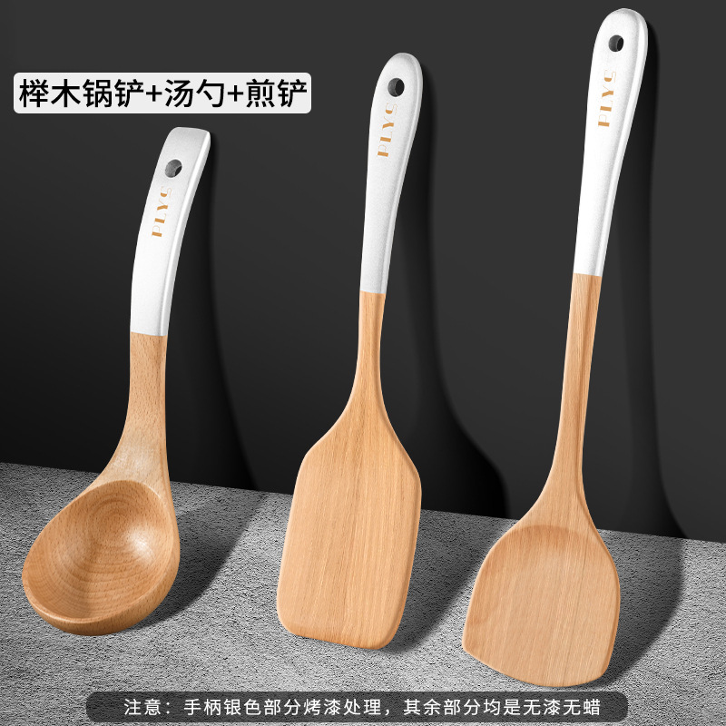 Una gran cantidad de arroz cuchara de arroz casera cuchara de arroz regalo de arroz resistente a altas temperaturas madera no stock silicona
