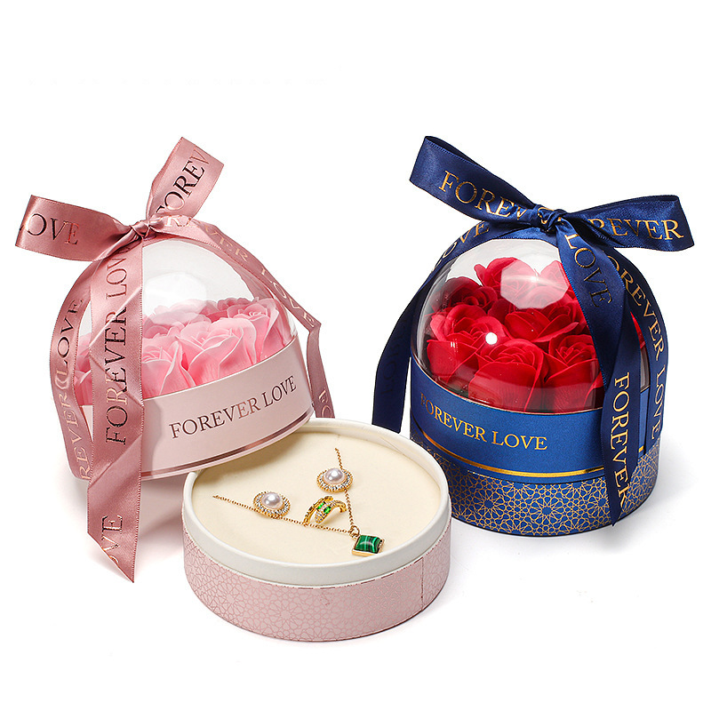 Caja de embalaje de joyería de San Valentín Collar de flor de rosa Caja de regalo Caja de joyería Cubierta del cielo y la tierra Pendientes Caja colgante al por mayor