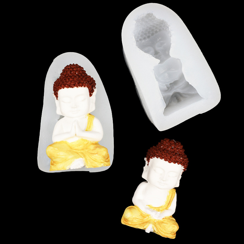 Q versión Buda molde de silicona artesanía Buda aromaterapia vela yeso decoración del coche adornos