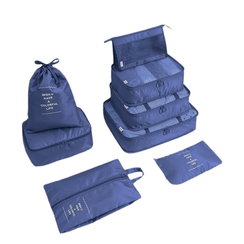 Juego de bolsas de almacenamiento para viaje, juego de ocho piezas para organizar ropa de viaje, bolsas para guardar ropa.