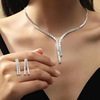 Zirconium, pendant, necklace, earrings, set for bride, universal accessory, diamond encrusted, simple and elegant design, wholesale