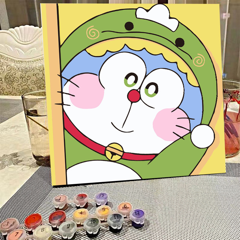 デジタル油絵diyの塗り絵の子供は漫画のアニメを埋めて色を塗ります。|undefined