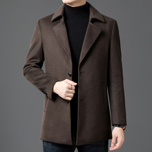 专柜正品男士双面羊毛大衣2025新款加厚保暖鹅绒中年爸爸毛呢西服