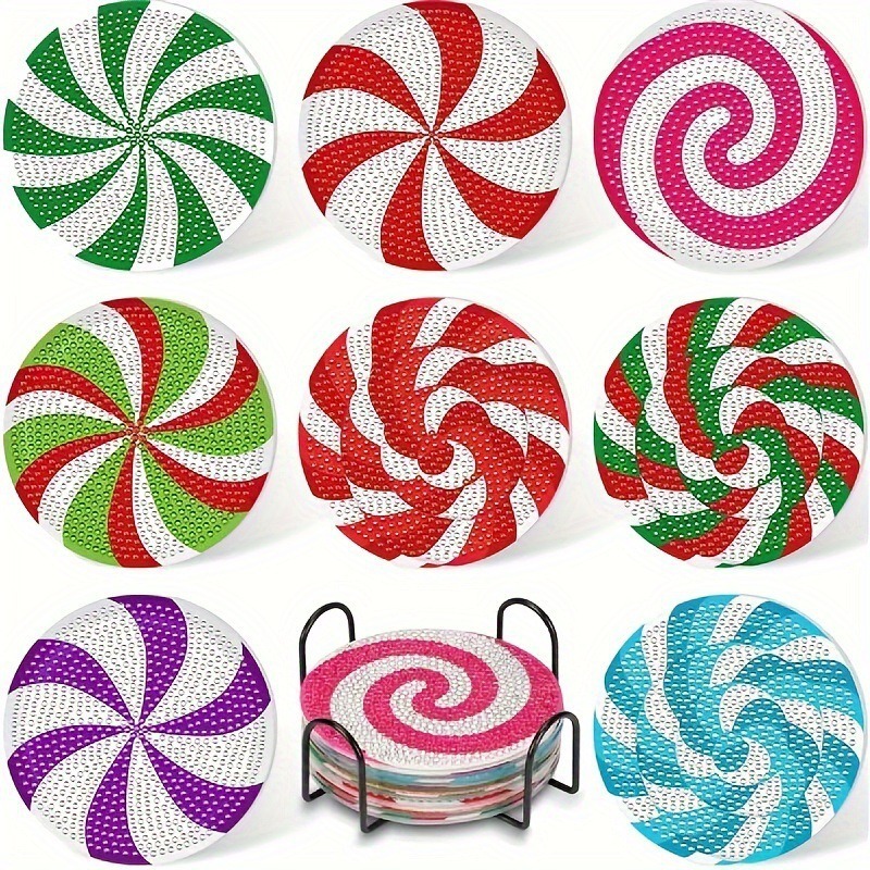 Diamante de dibujos animados almohadillas de taza letras rojas textura de madera hecha a mano puntos de perforación aislamiento térmico antideslizante diamante juguetes de pegatinas