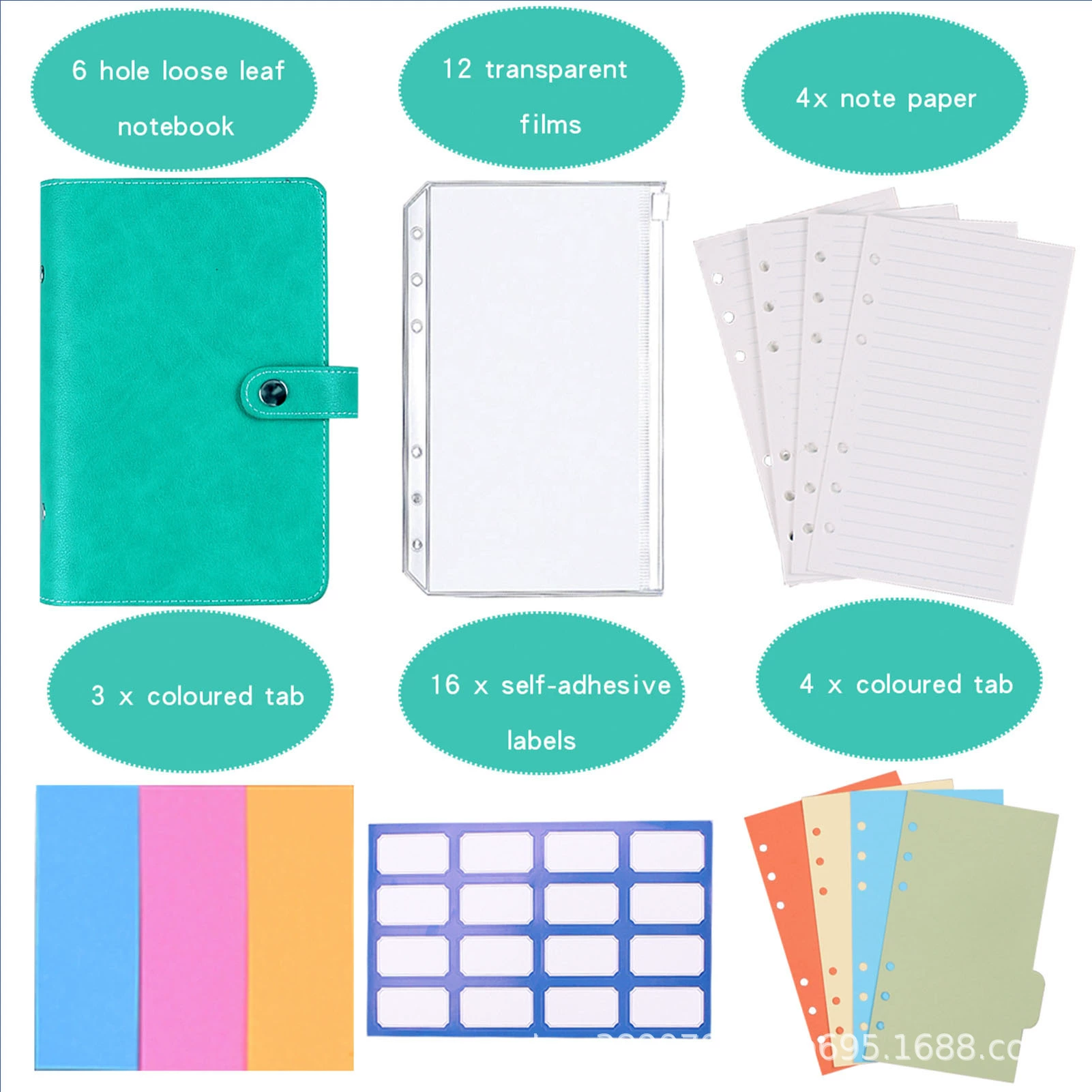 Planner Binder Notebook, PU Cover, Tear-Off Budget Sheets 27 pcs, A5-Style Organizer