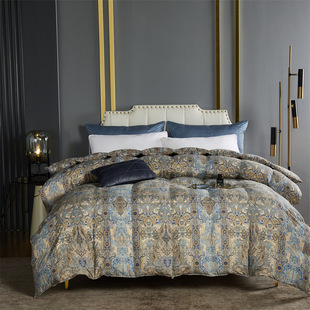 Free Shipping Monaco Soft Brocade Velvet Waxy Printed 95 Goose Velvet Winter Thickened Warm White Goose Velvet Spring and Autumn Quilt Core