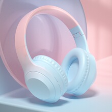 跨境爆款W5渐变马卡龙粉嫩少女无线头戴式蓝牙耳机超长续航厂家批