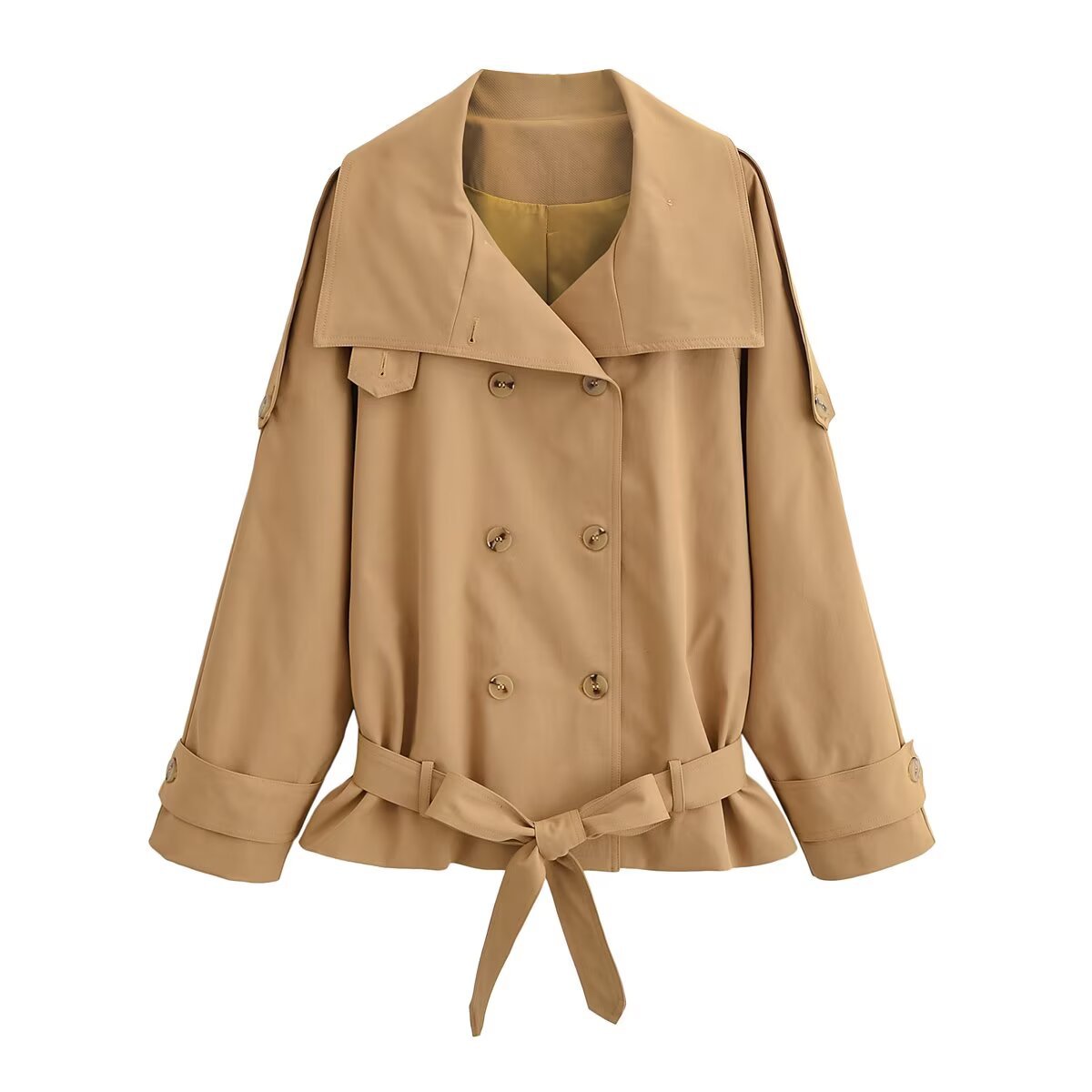 Trench da donna a collo alto, abbigliamento corto alla moda, nuovo arrivo_voghion.com
