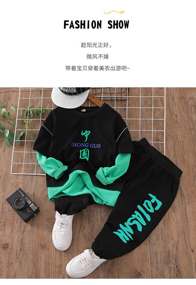 The new trendy and stylish two-piece Korean-style sporty sweatshirt set for men and boys in autumn and winter pic 11