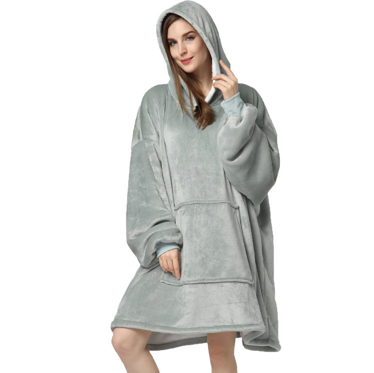 Huggle hoodieクロスボーダー750自宅で毛をつかんで帽子をかぶっている怠け者の寝衣のパジャマの外でテレビの毛布を着ます。|undefined